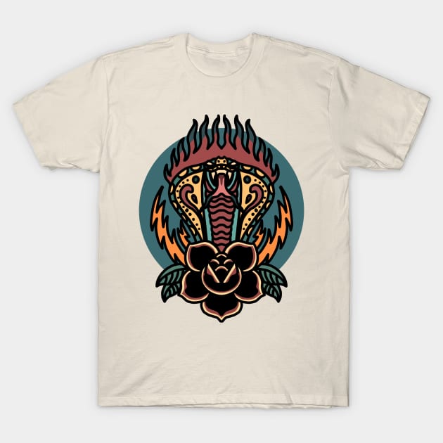 flaming cobra tattoo t-shirt T-Shirt by donipacoceng